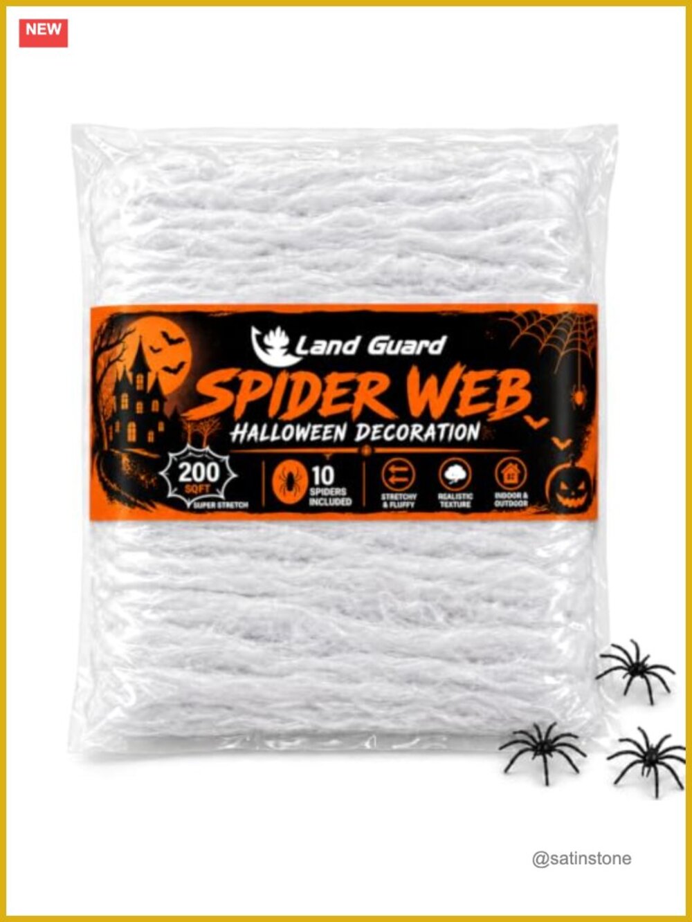 Halloween Spider Web Decor 200 sqft with 10 Artificial Spiders